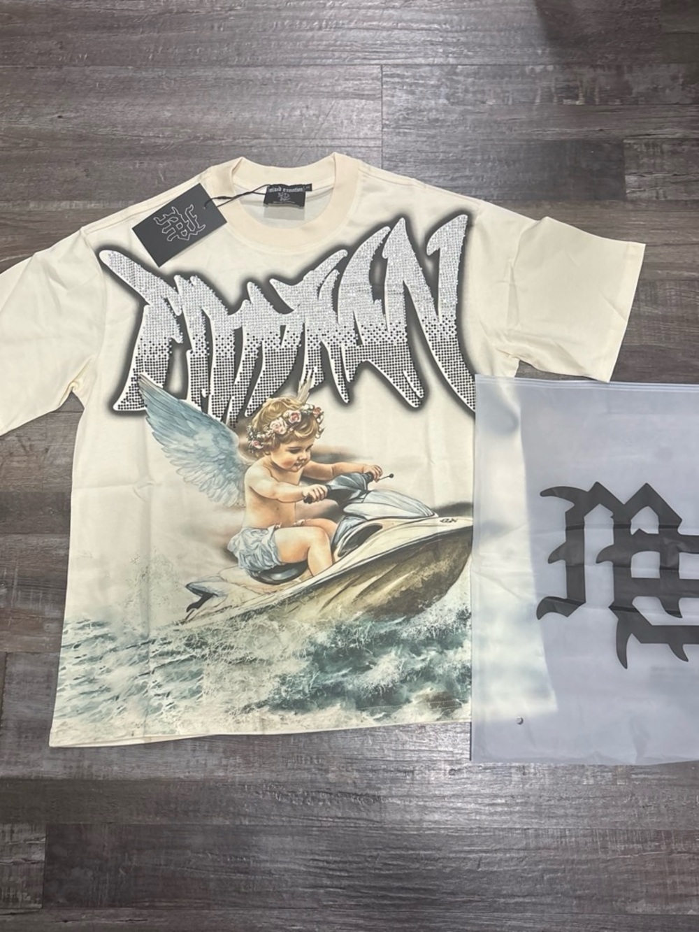 Kids Graphic Angel Jet Ski Tee - Cream by Palm Angels